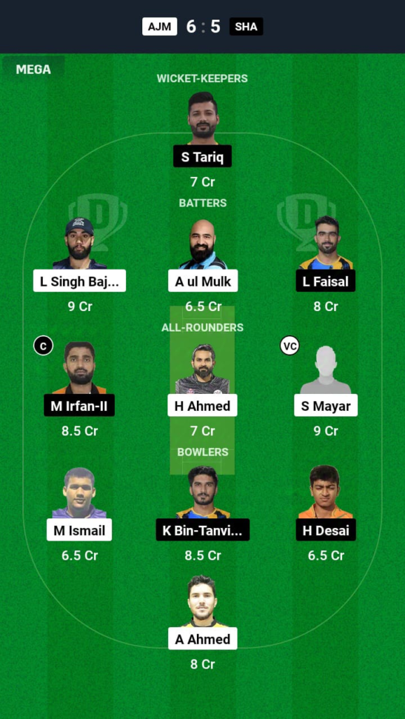 AJM vs SHA Dream11