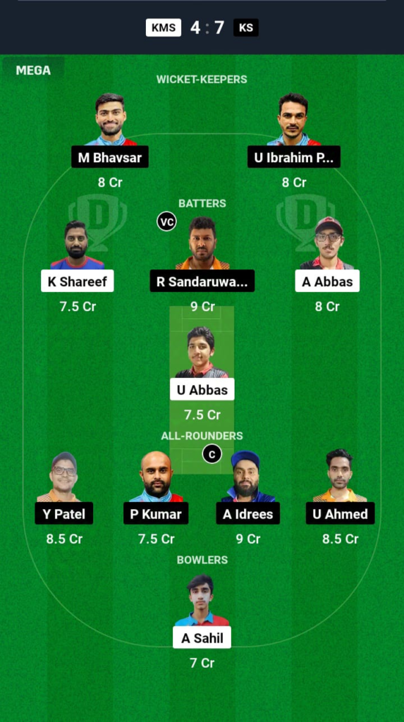 KMS vs KS Dream11