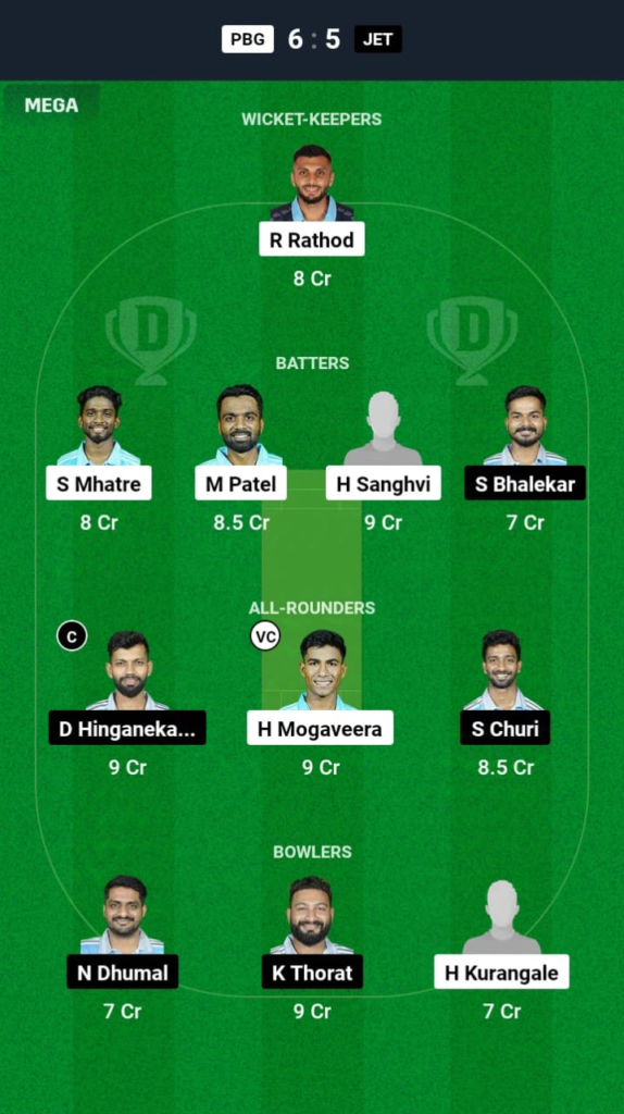 PBG vs JET Dream11