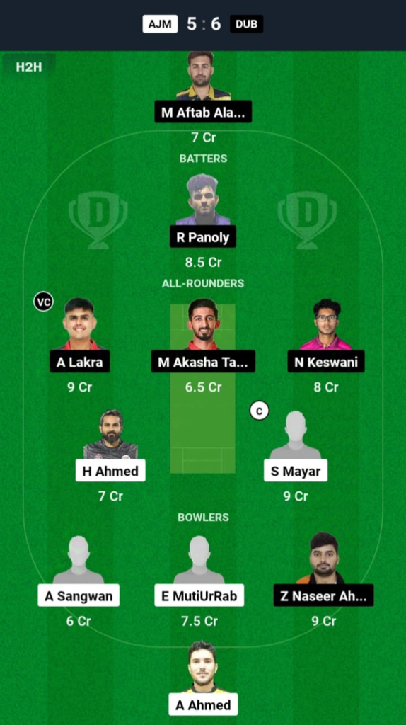 AJM vs DUB Dream11