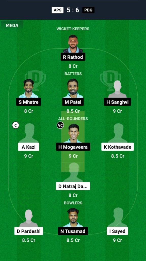 APS vs PBG Dream11