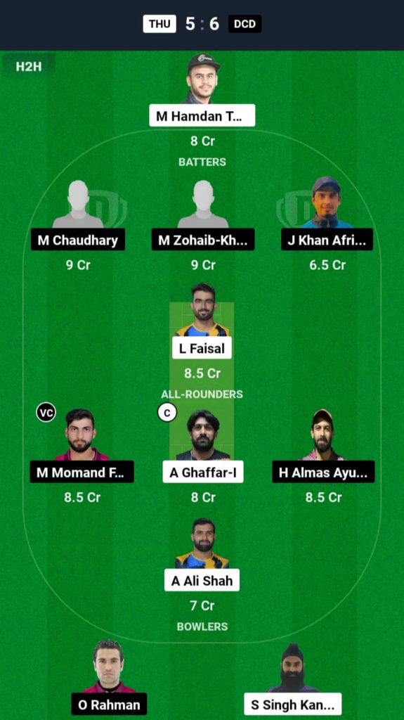 THU vs DCD Dream11