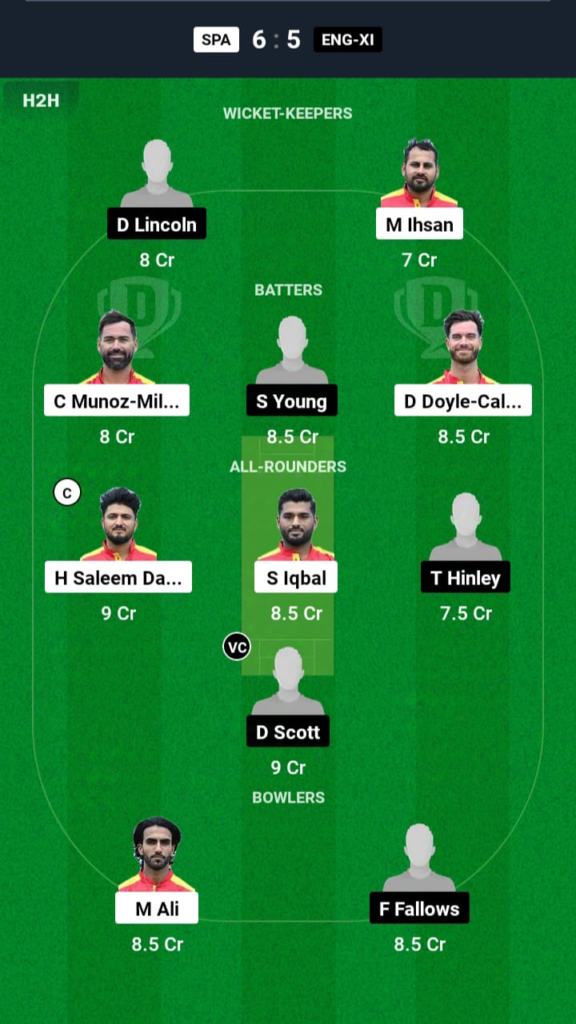 SPA vs ENG-XI Dream11