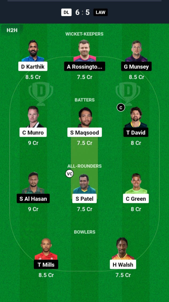 DL vs LAW Dream11