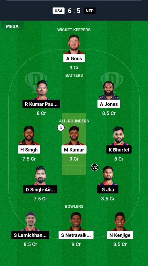 USA vs NEP Dream11