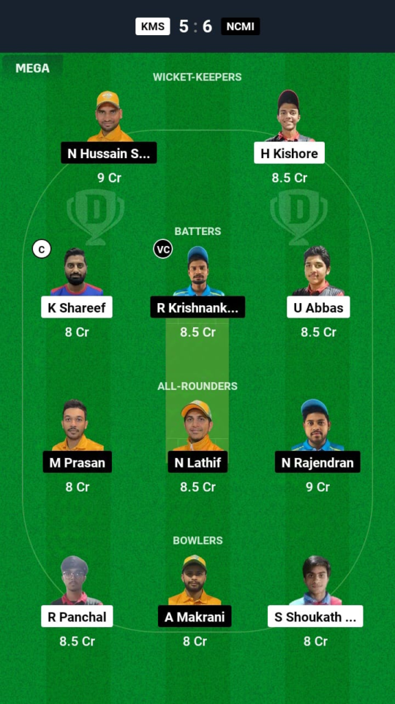 KMS vs NCMI Dream11