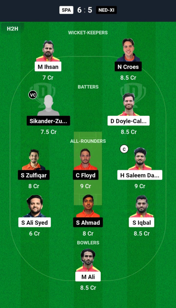 SPA vs NED-XI Dream11