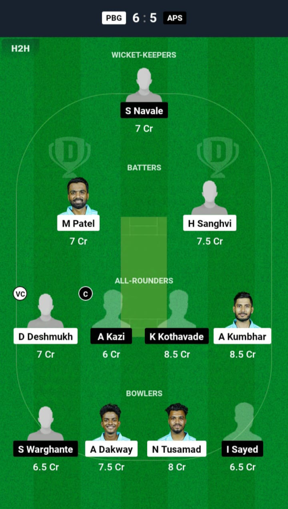 PBG vs APS Dream11