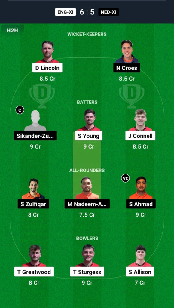 ENG-XI vs NED-XI Dream11