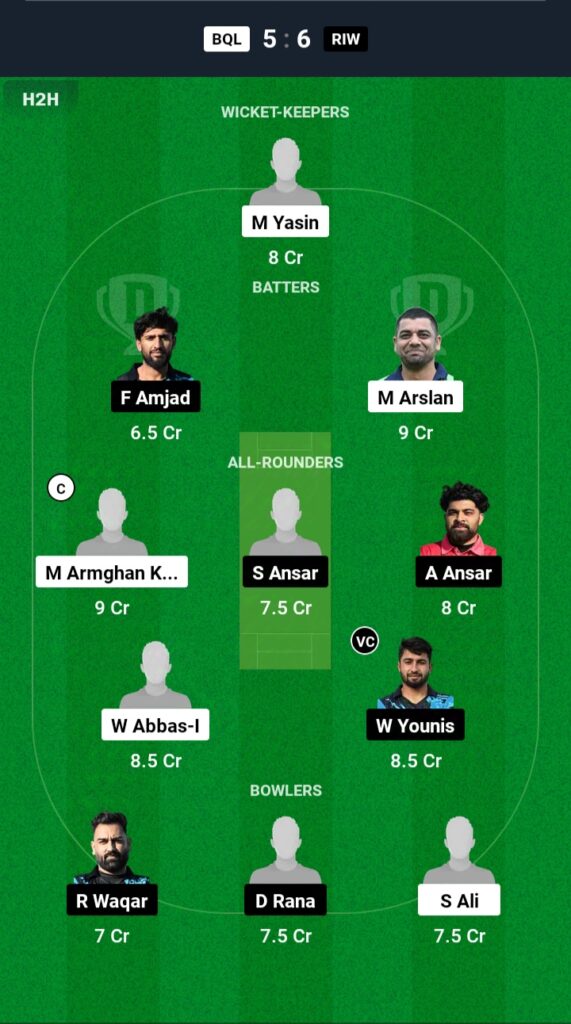 BQL vs RIW Dream11