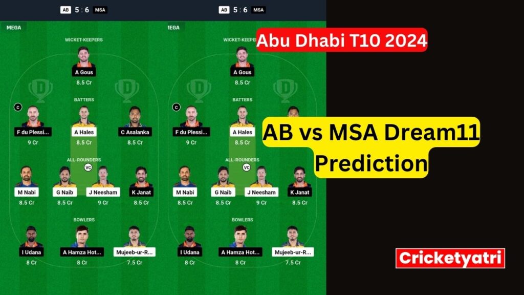 AB vs MSA Dream11