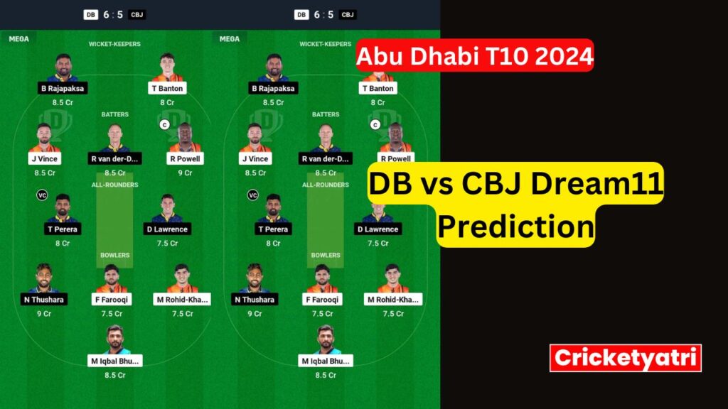 DB vs CBJ Dream11