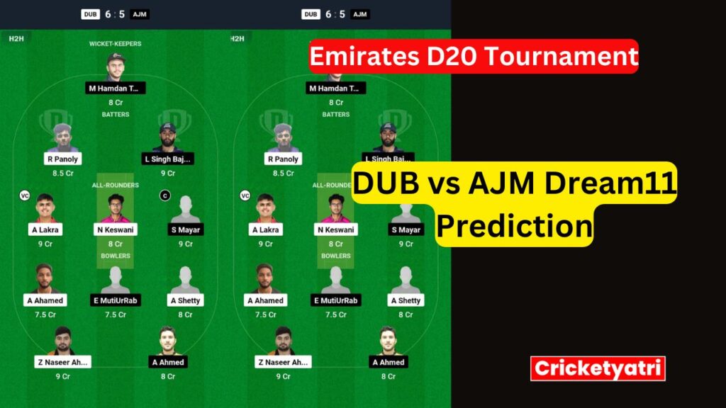 DUB vs AJM Dream11