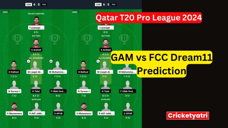 GAM vs FCC Dream11