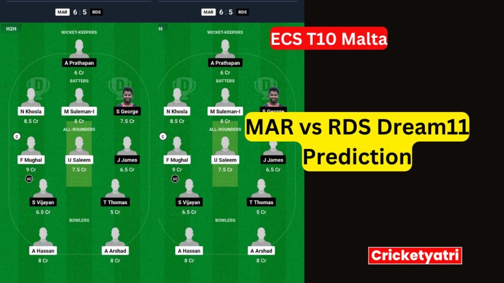 MAR vs RDS Dream11