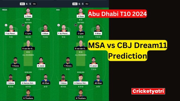 MSA vs CBJ Dream11