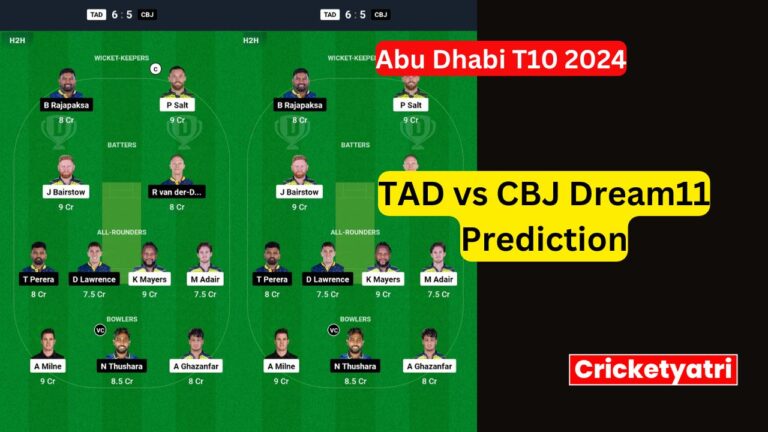 TAD vs CBJ Dream11