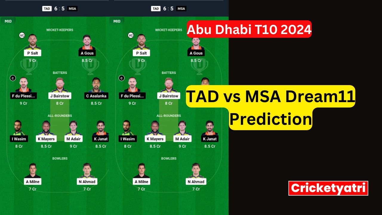 TAD vs MSA Dream11