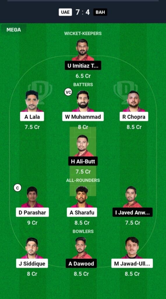 UAE vs BAH Dream11