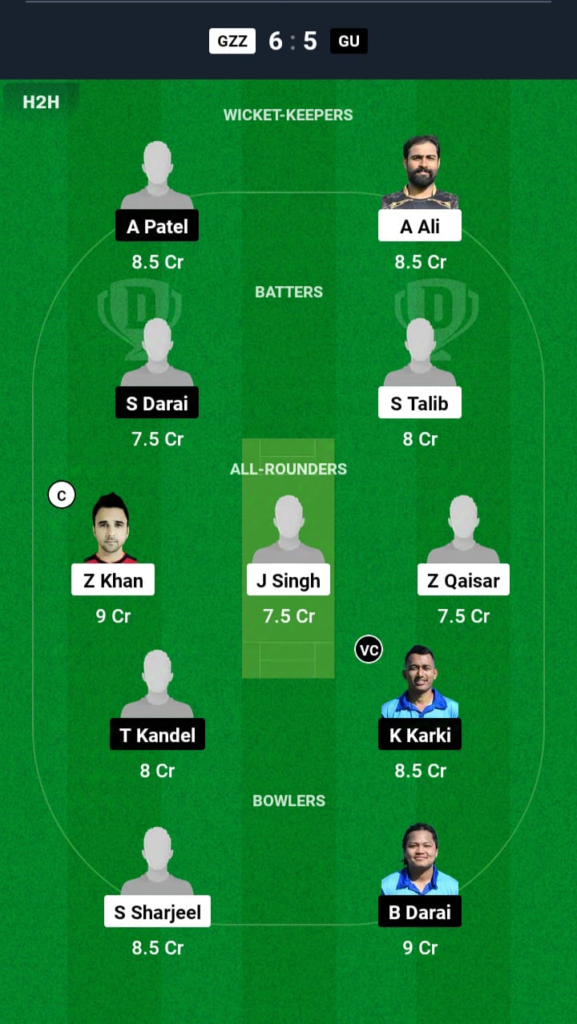 GZZ vs GU Dream11