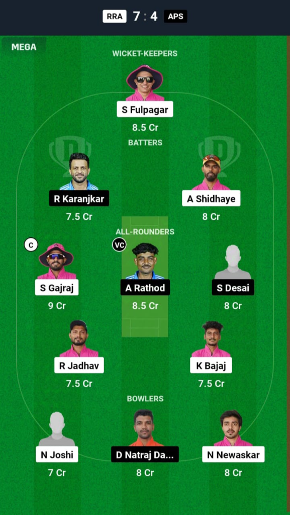 RRA vs APS Dream11