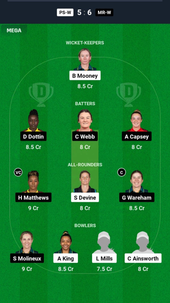 PS-W vs MR-W Dream11