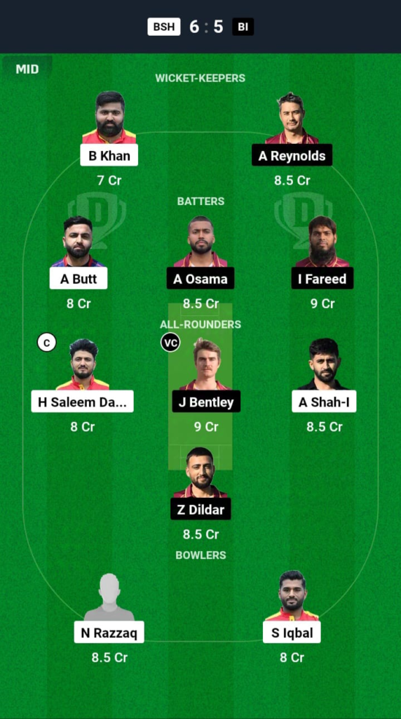 BSH vs BI Dream11