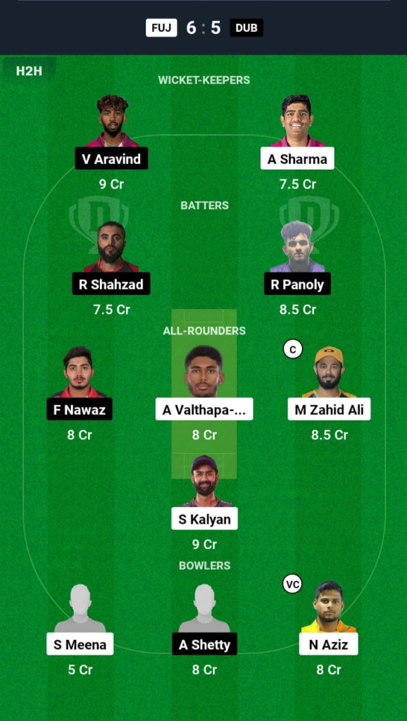 FUJ vs DUB Dream11