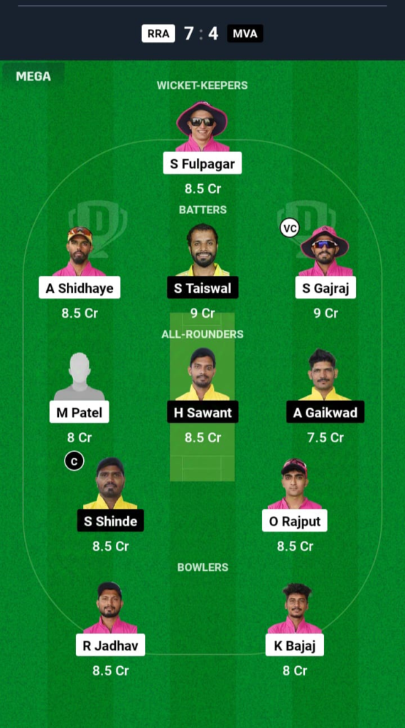 RRA vs MVA Dream11