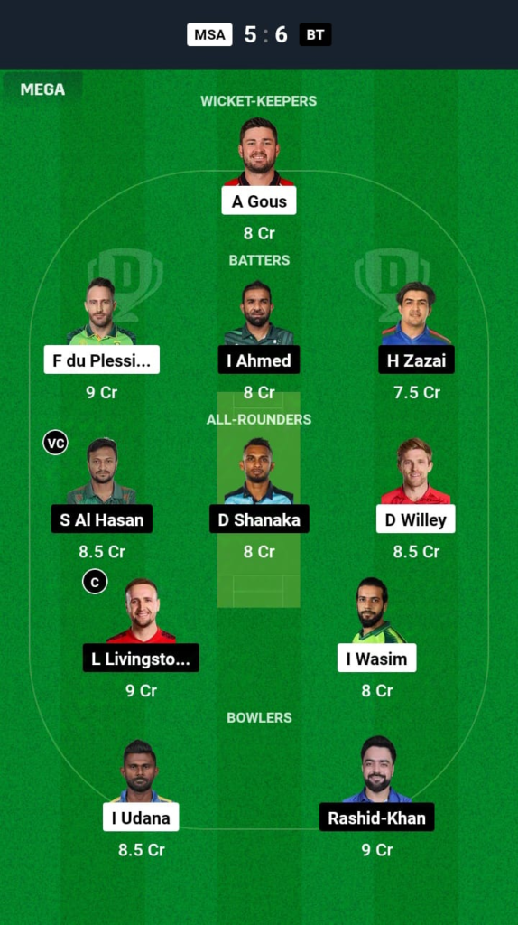 MSA vs BT Dream11