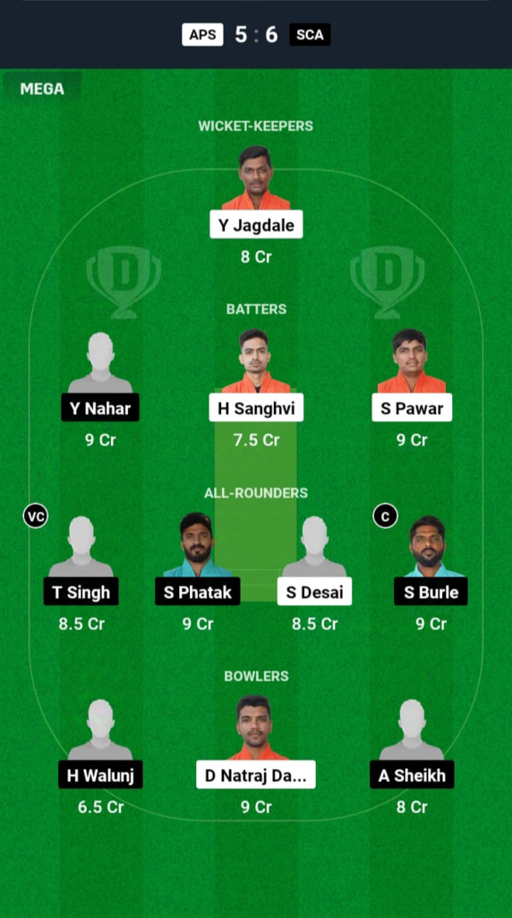 APS vs SCA Dream11