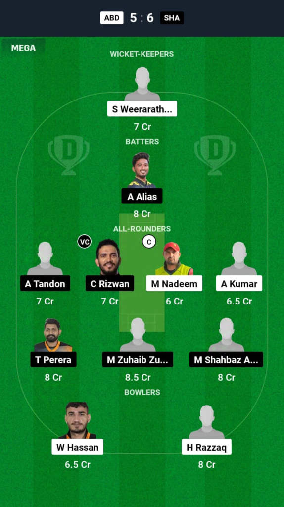 ABD vs SHA Dream11