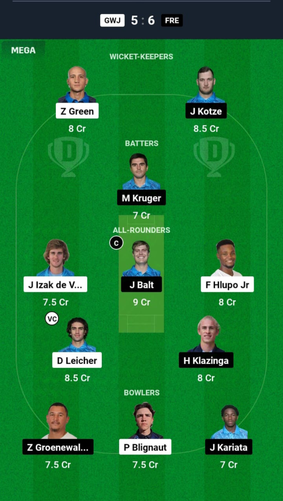 GWJ vs FRE Dream11