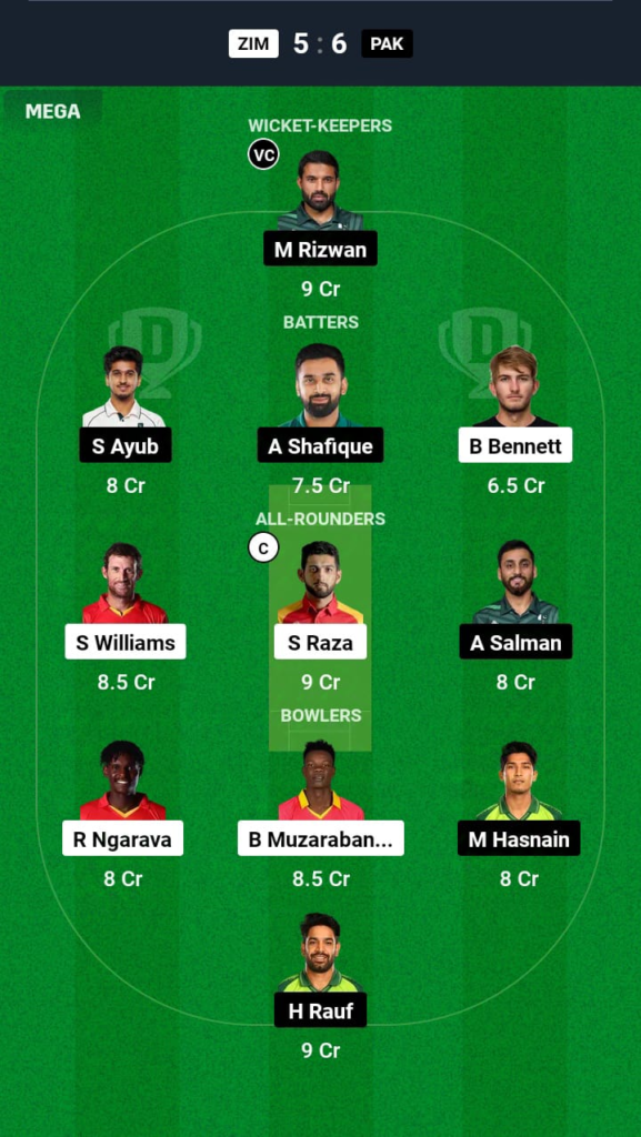 ZIM vs PAK Dream11