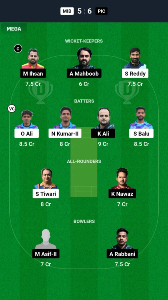 MIB vs PIC Dream11