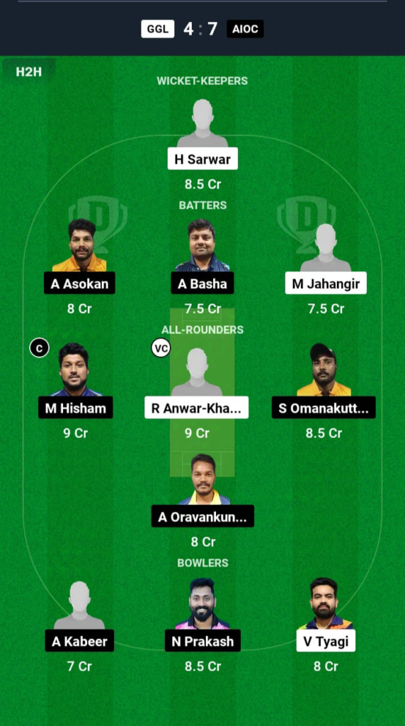 GGL vs AIOC Dream11 