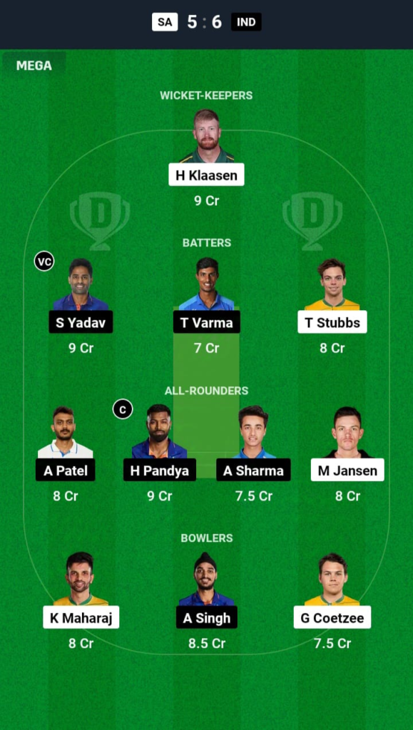 SA vs IND Dream11