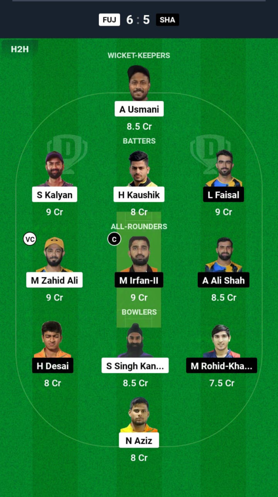 FUJ vs SHA Dream11