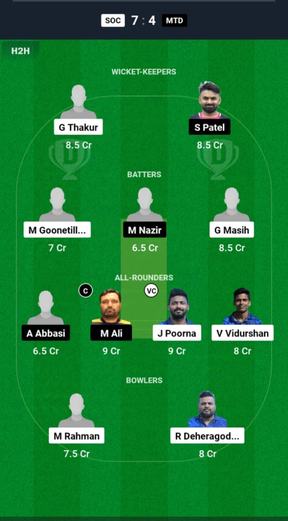 SOC vs MTD Dream11