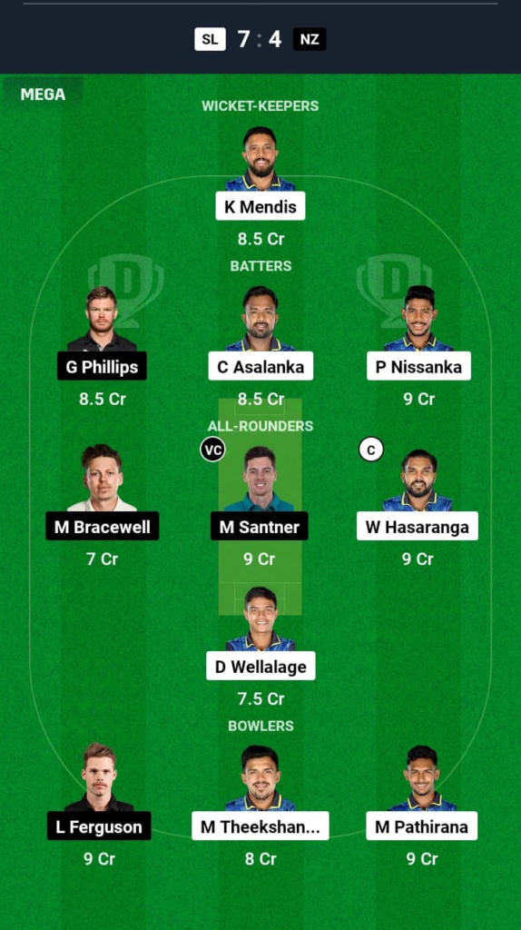 SL vs NZ Dream11