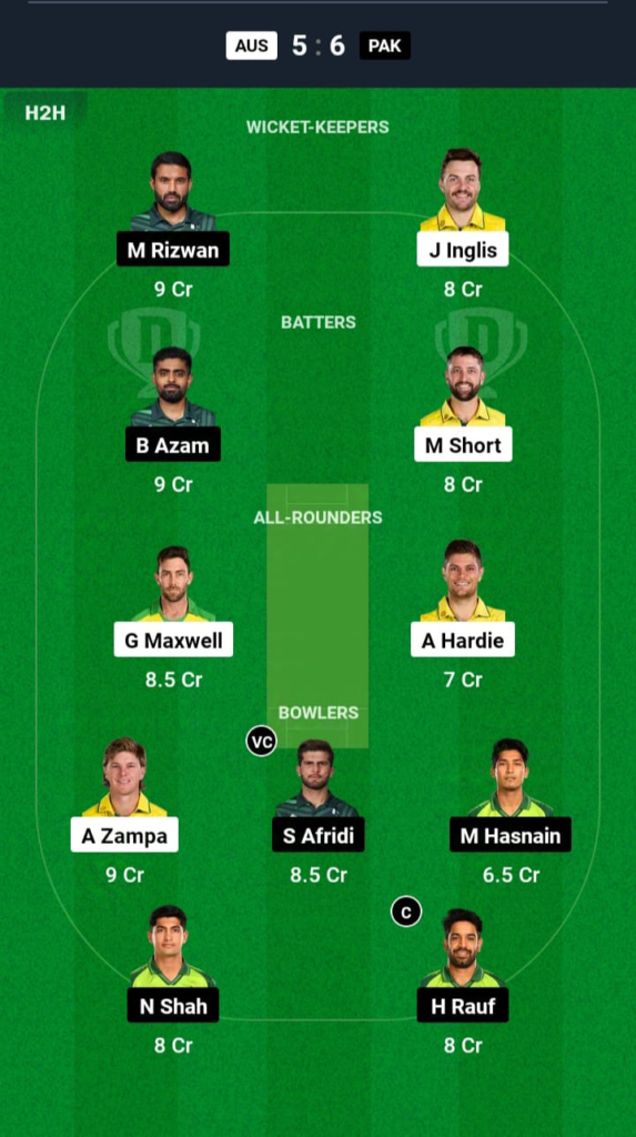 AUS vs PAK Dream11