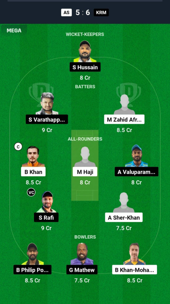 AS vs KRM Dream11