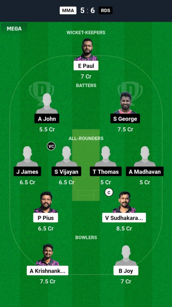 MMA vs RDS Dream11