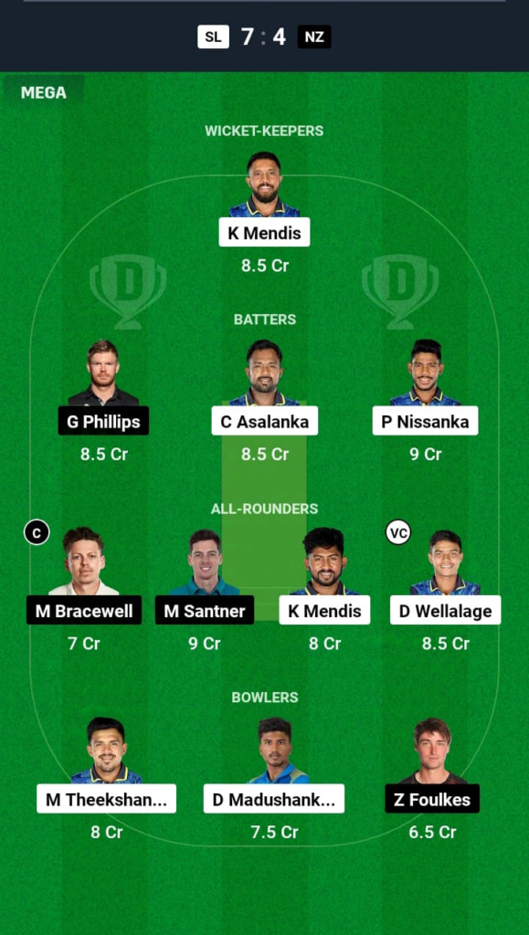 SL vs NZ Dream11