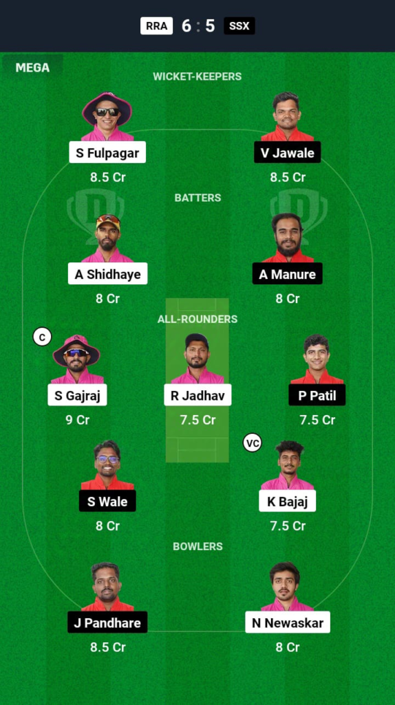 RRA vs SSX Dream11