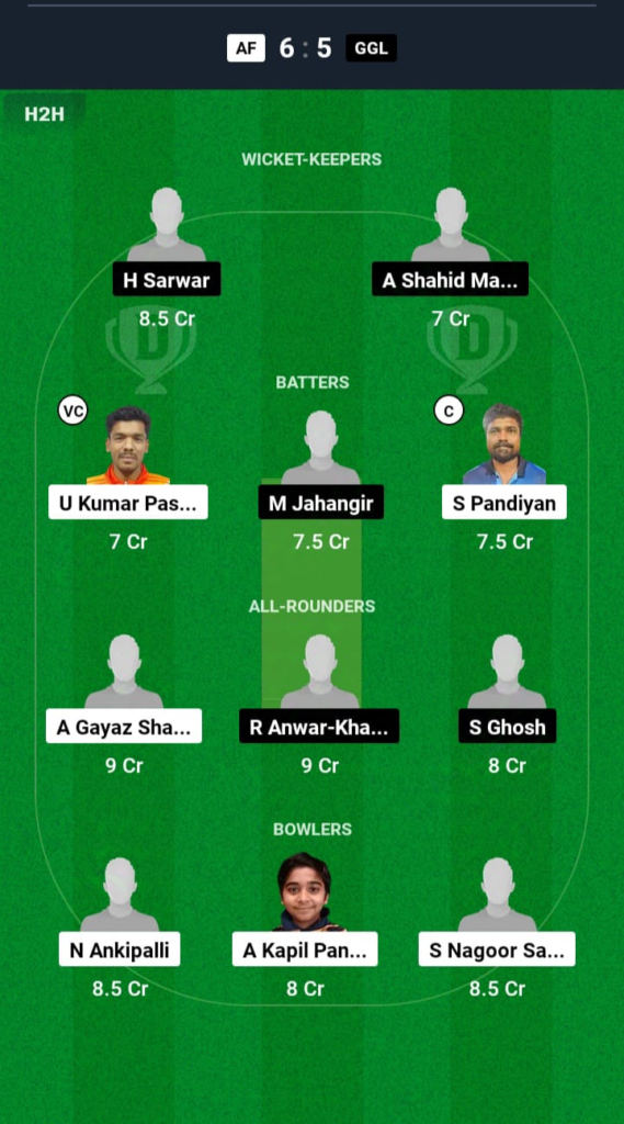 AF vs GGL Dream11