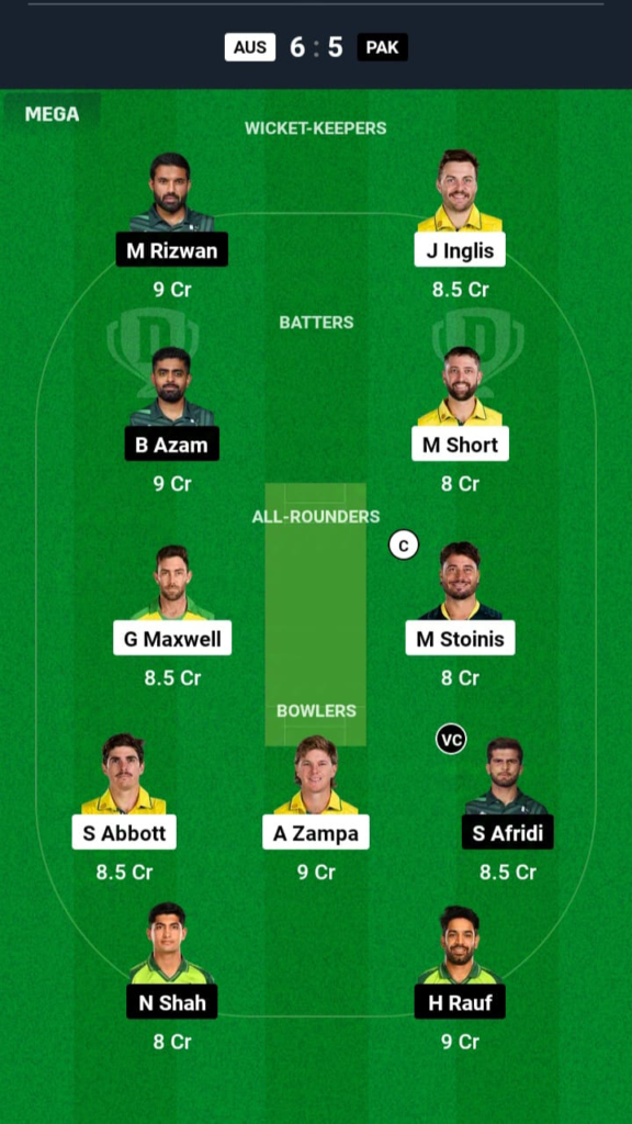 AUS vs PAK Dream11