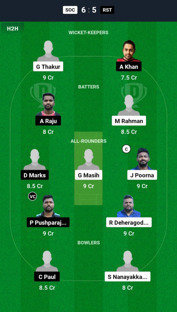 SOC vs RST Dream11