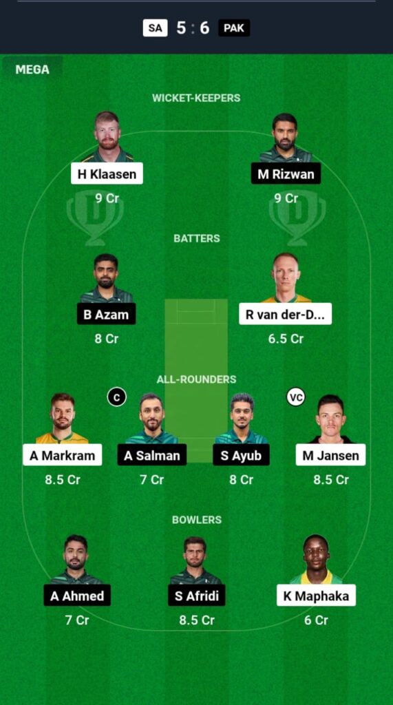 SA vs PAK Dream11