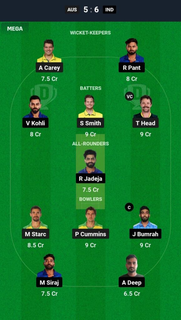 AUS vs IND Dream11